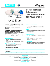 Thumbnail of document Data Sheet - APAQ-H Analog Adjustable 2-Wire Transmitters